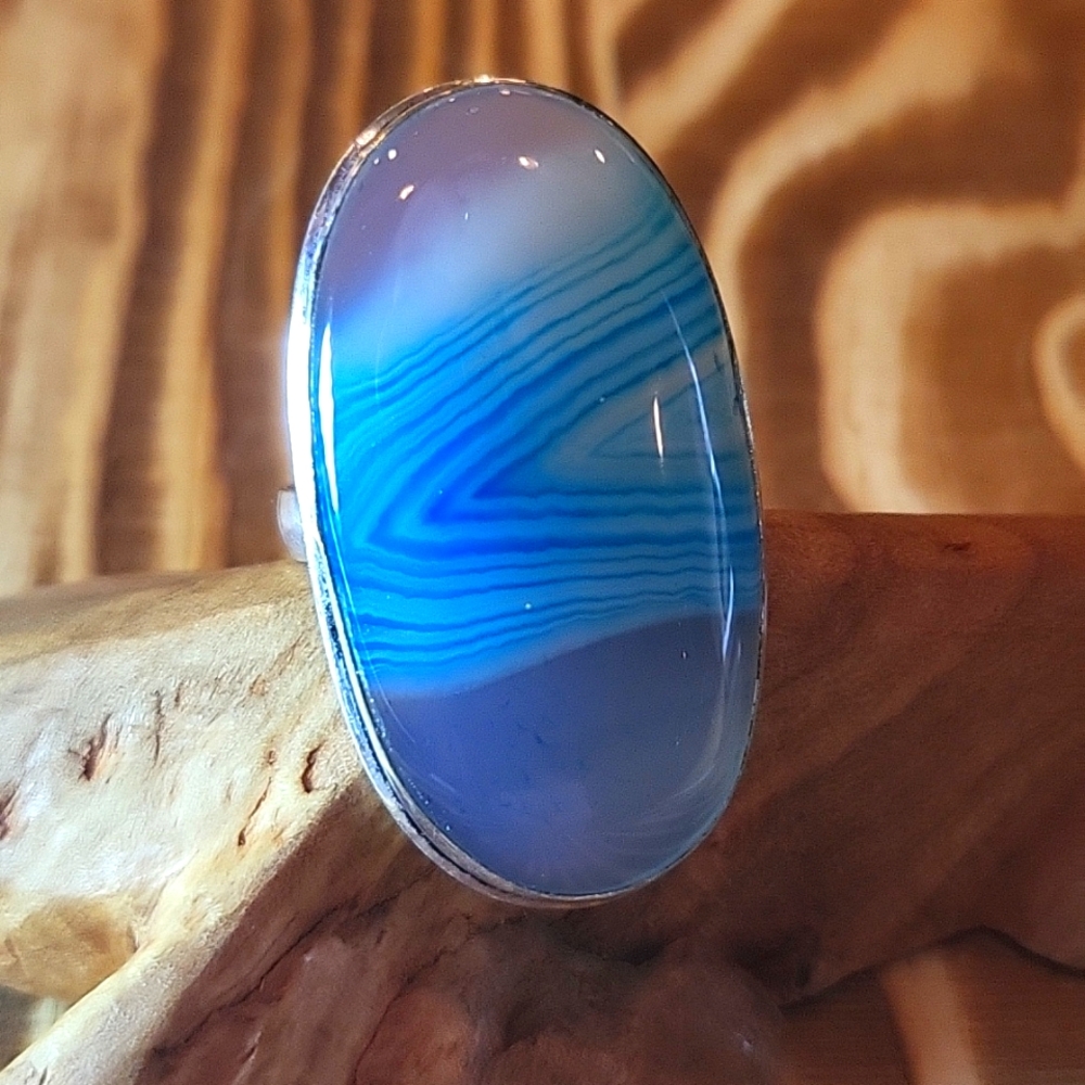 Color Enhanced Botswana Agate Ring - Size 7.5- 7.75